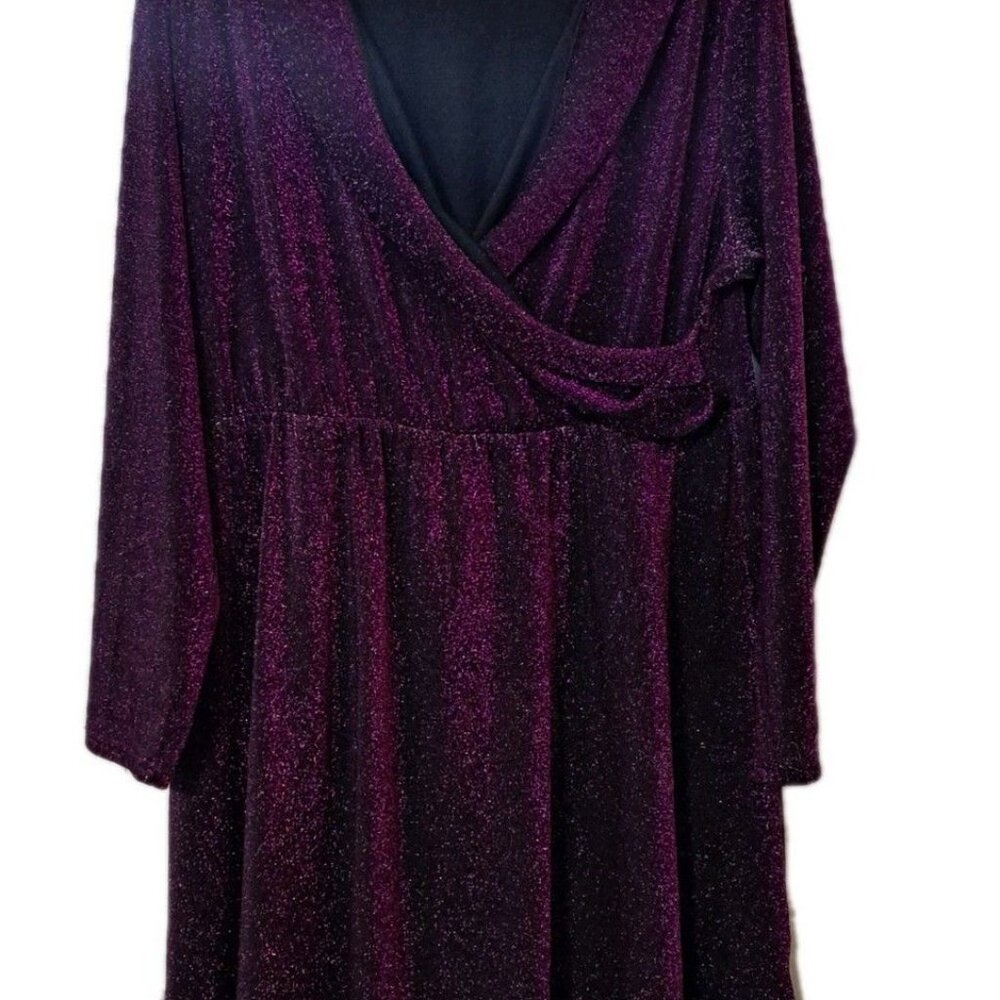 Shein Curve Womens Dress 4XL Purple‎ Glitter Sparkle Party Long Sleeve